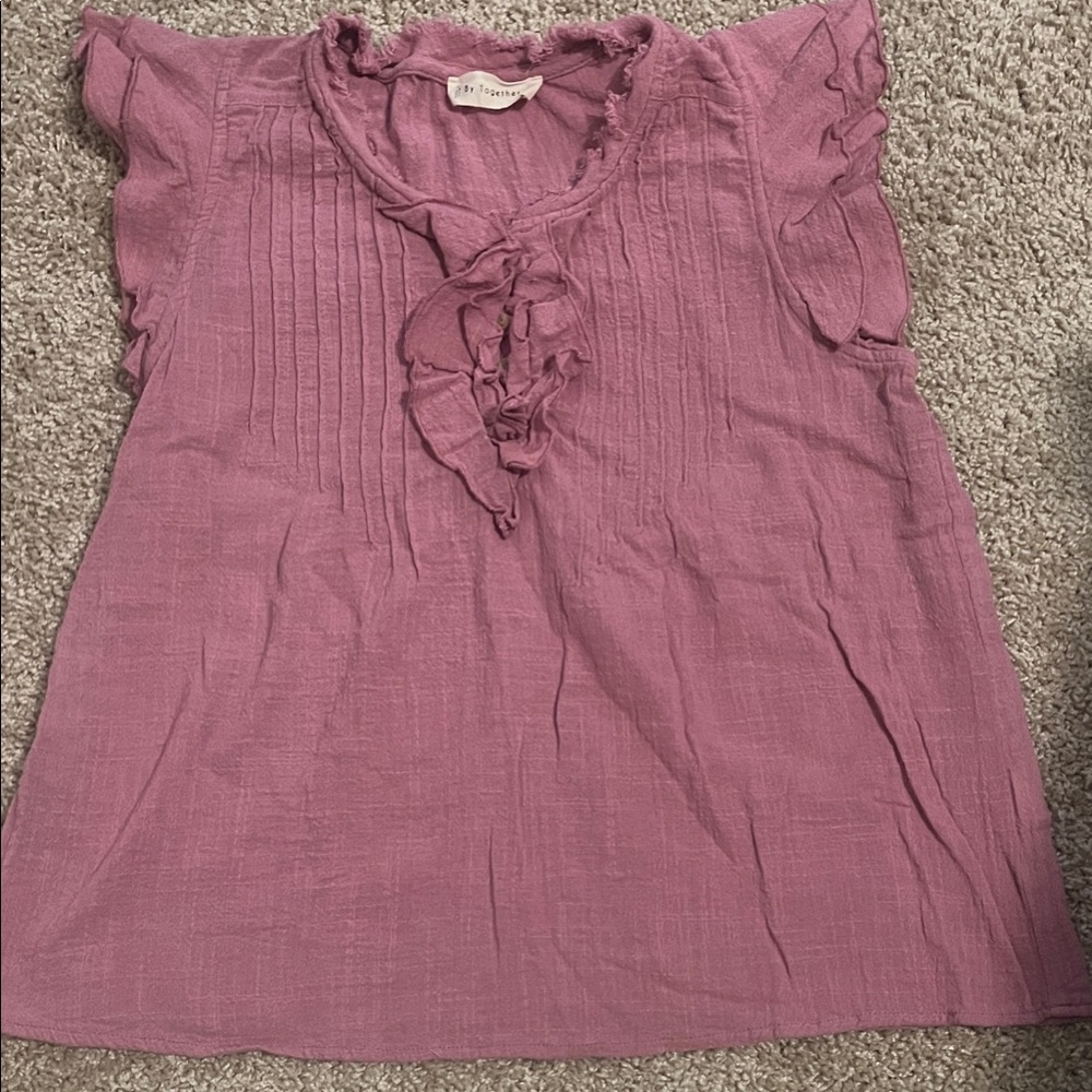 By Together Mauve Ruffled Blouse Medium - Fits like a small